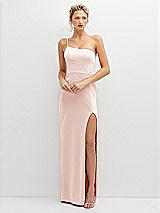 Front View Thumbnail - Blush Sleek One-Shoulder Crepe Column Dress with Cut-Away Slit