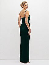 Rear View Thumbnail - Evergreen Sleek One-Shoulder Crepe Column Dress with Cut-Away Slit