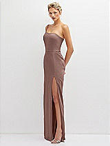 Side View Thumbnail - Sienna Sleek One-Shoulder Crepe Column Dress with Cut-Away Slit