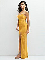 Side View Thumbnail - NYC Yellow Sleek Strapless Crepe Column Dress with Cut-Away Slit