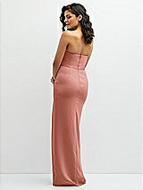 Rear View Thumbnail - Desert Rose Sleek Strapless Crepe Column Dress with Cut-Away Slit