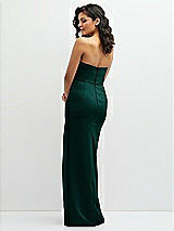 Rear View Thumbnail - Evergreen Sleek Strapless Crepe Column Dress with Cut-Away Slit