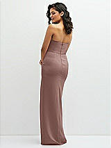 Rear View Thumbnail - Sienna Sleek Strapless Crepe Column Dress with Cut-Away Slit