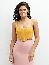 Front View Thumbnail - NYC Yellow Crepe Mix-and-Match Midriff Corset Top 