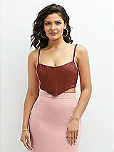 Front View Thumbnail - Auburn Moon Crepe Mix-and-Match Midriff Corset Top 