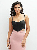 Front View Thumbnail - Black Crepe Mix-and-Match Midriff Corset Top 