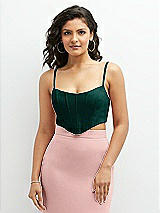 Front View Thumbnail - Evergreen Crepe Mix-and-Match Midriff Corset Top 
