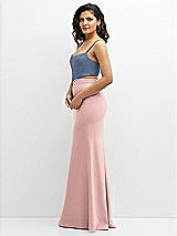 Side View Thumbnail - Larkspur Blue Crepe Mix-and-Match Midriff Corset Top 