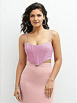 Front View Thumbnail - Powder Pink Crepe Mix-and-Match Midriff Corset Top 