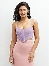 Front View Thumbnail - Pale Purple Crepe Mix-and-Match Midriff Corset Top 