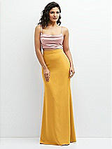 Front View Thumbnail - NYC Yellow Crepe Mix-and-Match High Waist Fit and Flare Skirt
