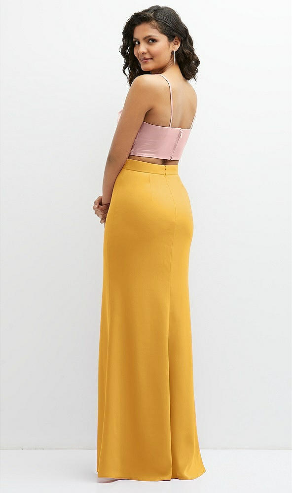 Back View - NYC Yellow Crepe Mix-and-Match High Waist Fit and Flare Skirt