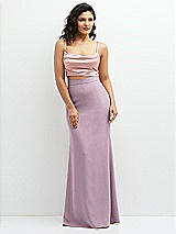 Front View Thumbnail - Suede Rose Crepe Mix-and-Match High Waist Fit and Flare Skirt