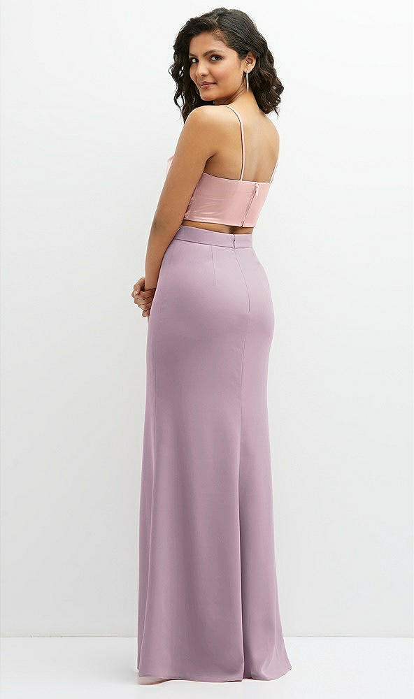Back View - Suede Rose Crepe Mix-and-Match High Waist Fit and Flare Skirt