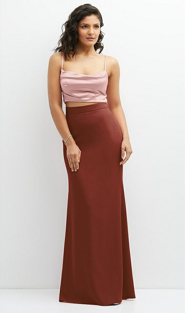 Front View - Auburn Moon Crepe Mix-and-Match High Waist Fit and Flare Skirt
