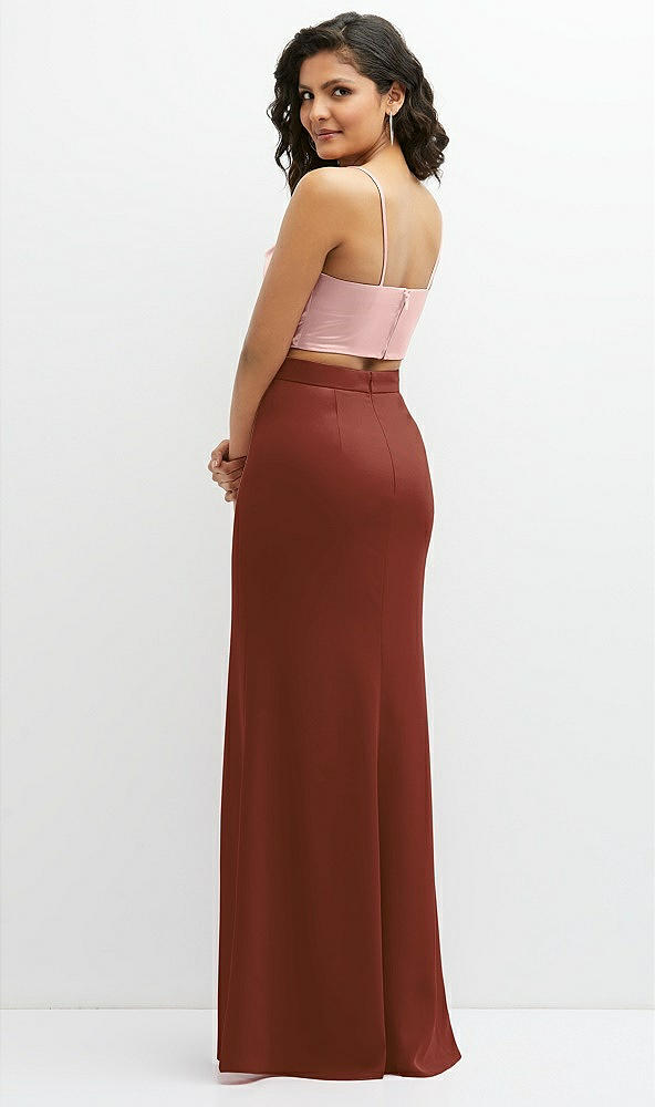 Back View - Auburn Moon Crepe Mix-and-Match High Waist Fit and Flare Skirt
