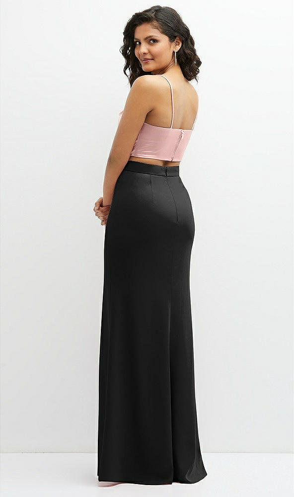 Back View - Black Crepe Mix-and-Match High Waist Fit and Flare Skirt