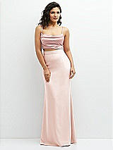 Front View Thumbnail - Blush Crepe Mix-and-Match High Waist Fit and Flare Skirt