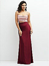 Front View Thumbnail - Burgundy Crepe Mix-and-Match High Waist Fit and Flare Skirt