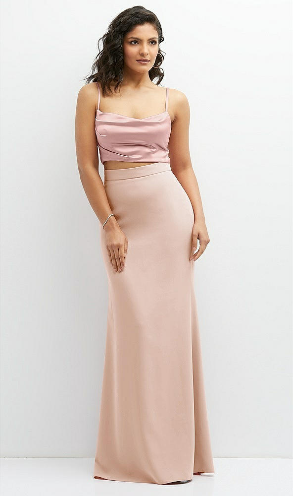 Front View - Cameo Crepe Mix-and-Match High Waist Fit and Flare Skirt