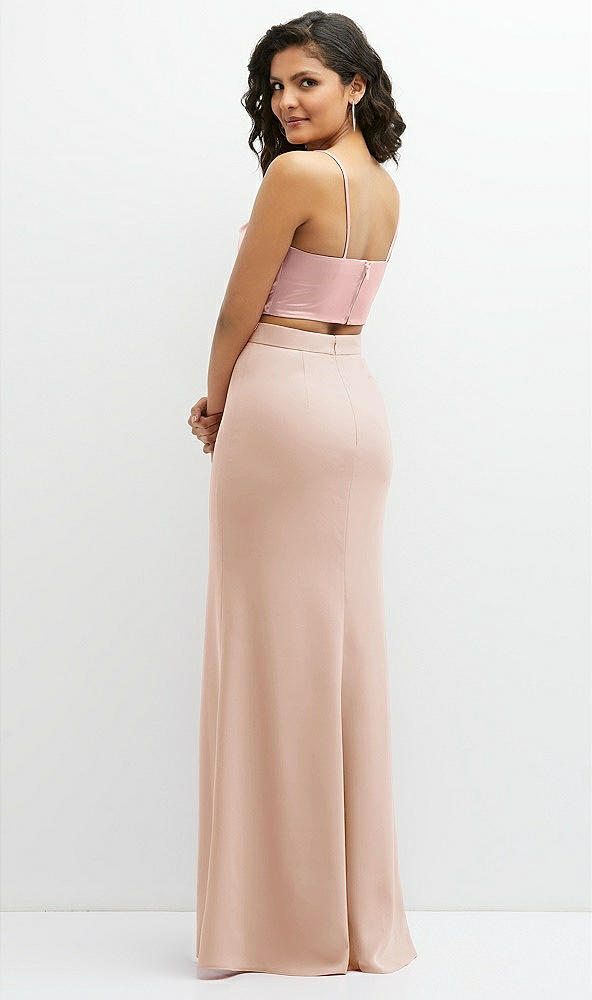 Back View - Cameo Crepe Mix-and-Match High Waist Fit and Flare Skirt