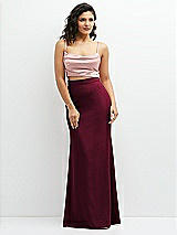 Front View Thumbnail - Cabernet Crepe Mix-and-Match High Waist Fit and Flare Skirt