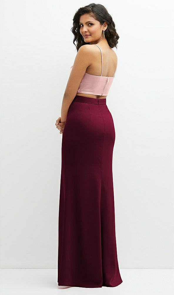 Back View - Cabernet Crepe Mix-and-Match High Waist Fit and Flare Skirt