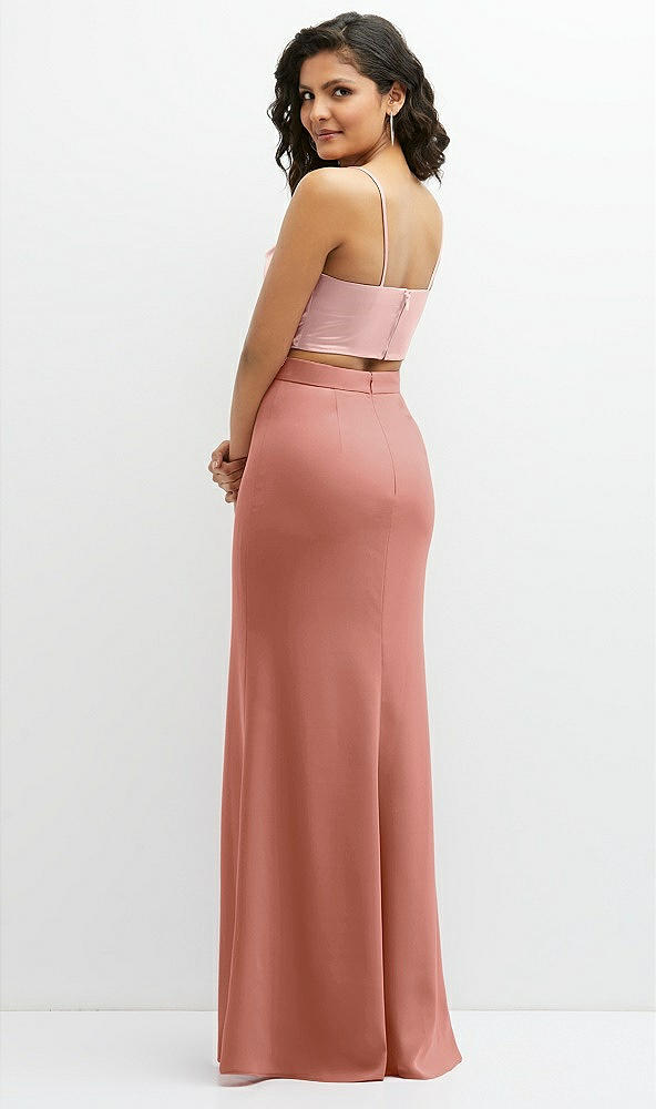 Back View - Desert Rose Crepe Mix-and-Match High Waist Fit and Flare Skirt