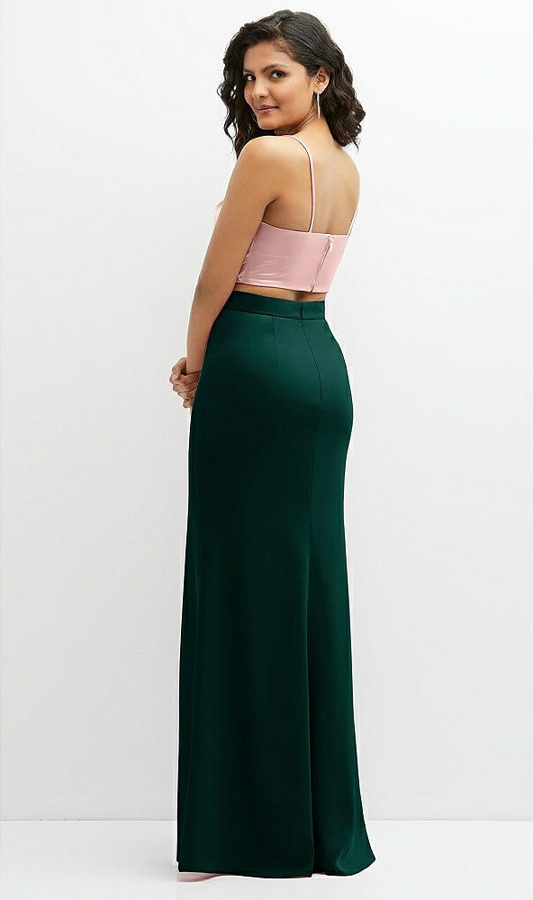 Back View - Evergreen Crepe Mix-and-Match High Waist Fit and Flare Skirt