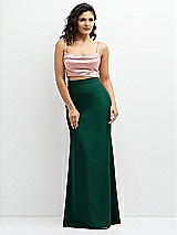 Front View Thumbnail - Hunter Green Crepe Mix-and-Match High Waist Fit and Flare Skirt