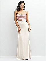 Front View Thumbnail - Ivory Crepe Mix-and-Match High Waist Fit and Flare Skirt