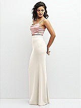 Side View Thumbnail - Ivory Crepe Mix-and-Match High Waist Fit and Flare Skirt