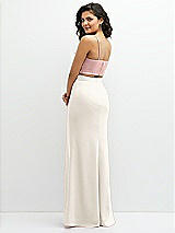 Rear View Thumbnail - Ivory Crepe Mix-and-Match High Waist Fit and Flare Skirt