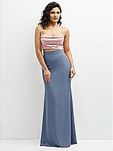 Front View Thumbnail - Larkspur Blue Crepe Mix-and-Match High Waist Fit and Flare Skirt