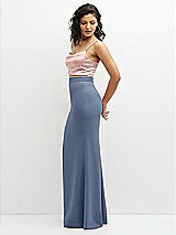Side View Thumbnail - Larkspur Blue Crepe Mix-and-Match High Waist Fit and Flare Skirt