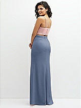 Rear View Thumbnail - Larkspur Blue Crepe Mix-and-Match High Waist Fit and Flare Skirt