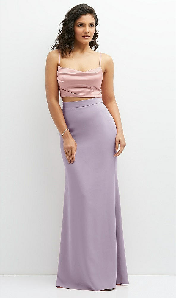Front View - Lilac Haze Crepe Mix-and-Match High Waist Fit and Flare Skirt