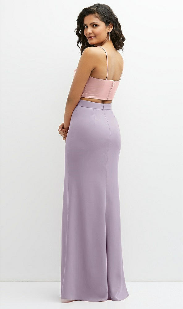 Back View - Lilac Haze Crepe Mix-and-Match High Waist Fit and Flare Skirt