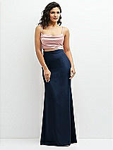 Front View Thumbnail - Midnight Navy Crepe Mix-and-Match High Waist Fit and Flare Skirt