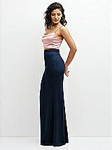 Side View Thumbnail - Midnight Navy Crepe Mix-and-Match High Waist Fit and Flare Skirt
