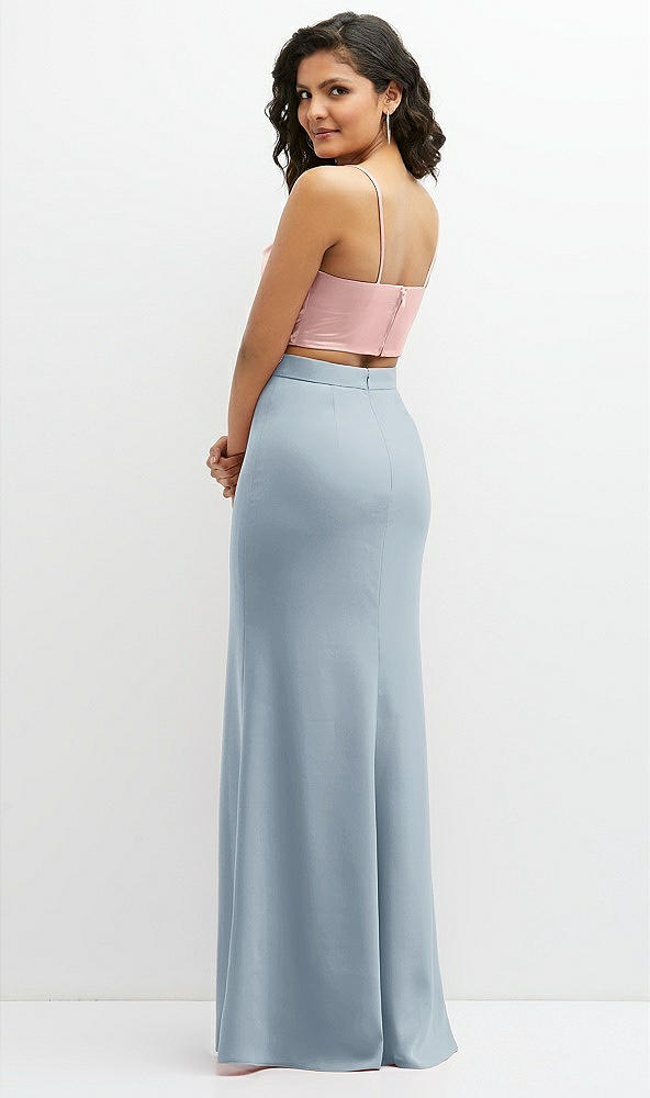 Back View - Mist Crepe Mix-and-Match High Waist Fit and Flare Skirt