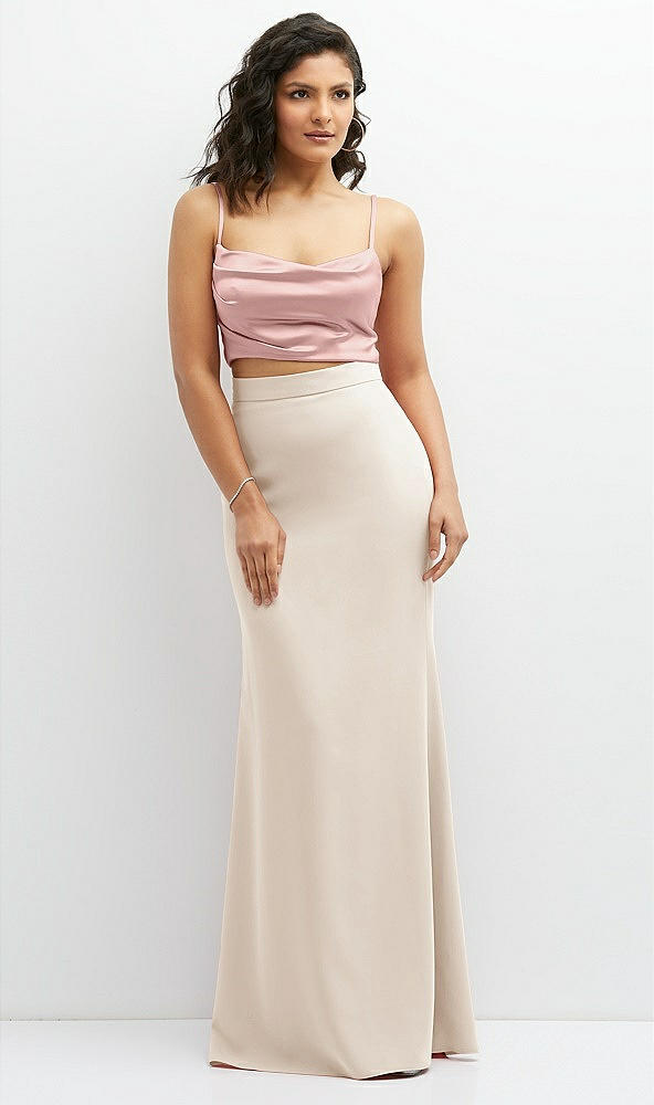 Front View - Oat Crepe Mix-and-Match High Waist Fit and Flare Skirt