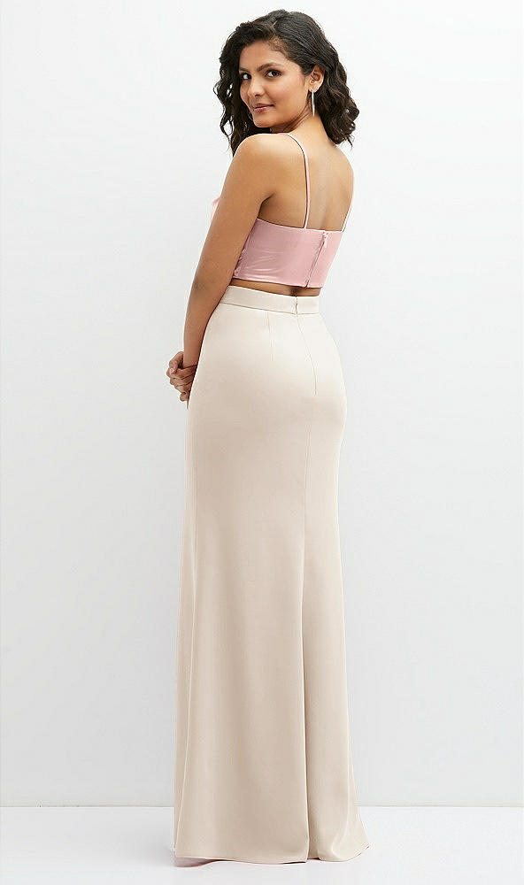Back View - Oat Crepe Mix-and-Match High Waist Fit and Flare Skirt