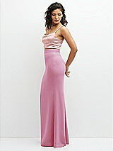 Side View Thumbnail - Powder Pink Crepe Mix-and-Match High Waist Fit and Flare Skirt