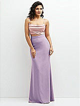 Front View Thumbnail - Pale Purple Crepe Mix-and-Match High Waist Fit and Flare Skirt