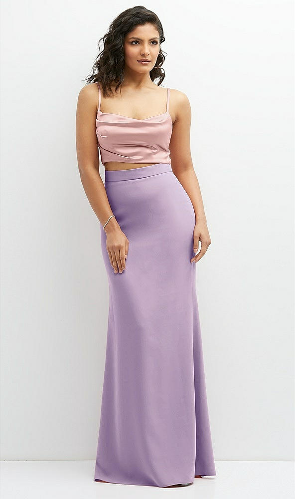 Front View - Pale Purple Crepe Mix-and-Match High Waist Fit and Flare Skirt
