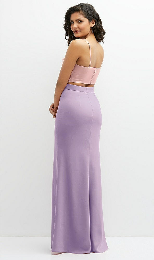 Back View - Pale Purple Crepe Mix-and-Match High Waist Fit and Flare Skirt