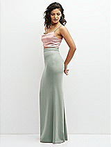 Side View Thumbnail - Willow Green Crepe Mix-and-Match High Waist Fit and Flare Skirt