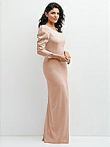 Side View Thumbnail - Cameo 3/4 Puff Sleeve One-shoulder Maxi Dress with Rhinestone Bow Detail