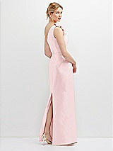 Rear View Thumbnail - Ballet Pink Oversized Flower One-Shoulder Satin Column Dress